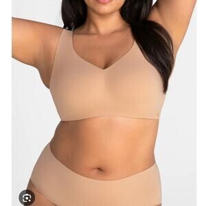 Honeylove SoftForm Bra 2X 42 C/D Sand Nude Beige Wireless V-Neck LWBR0102